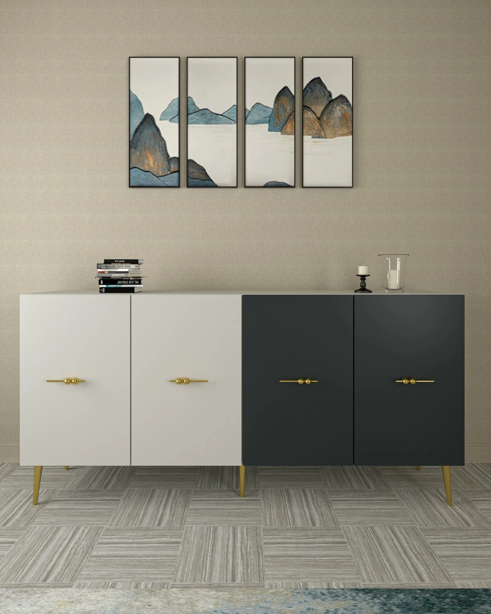 Konsol Skye Decor, Loop KB150, e bardhë, antracit