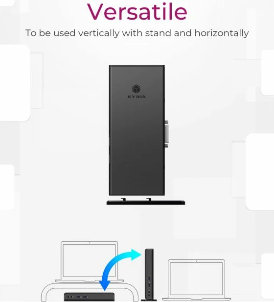 Stacion dokimi USB 3.0 ICYBOX IB-DK2241AC, HDMI, DVI-I, Gigabit LAN, 2x USB 3.0 + 4x USB 2.0, i zi