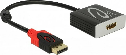 Adapter aktiv DeLOCK DisplayPort 1.4 në HDMI, 4K 60Hz HDR, 0.2m, i zi