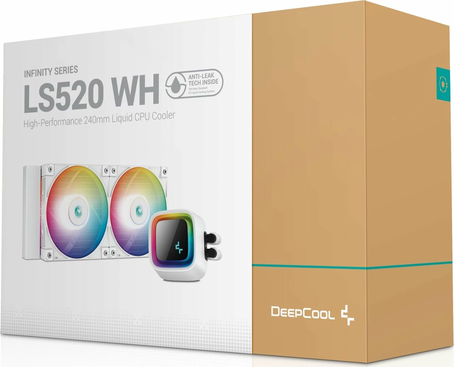 Ftohës uji AIO për CPU Deepcool LS520 WH 240mm ARGB, 2x120mm PWM, i bardhë