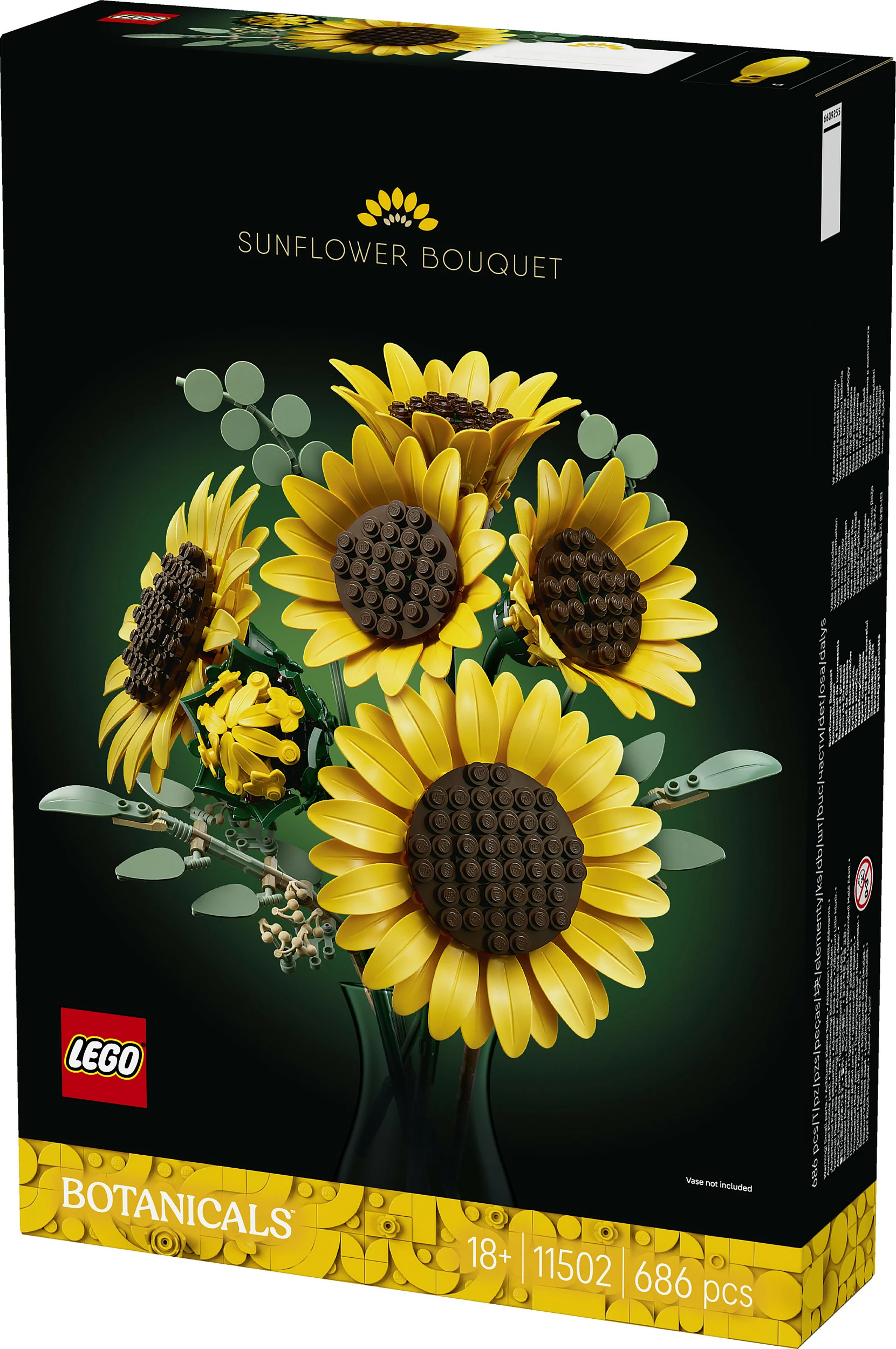 Set ndërtimi LEGO Botanicals Sunflower Bouquet 11502, 686 copë, 18+, shumëngjyrësh