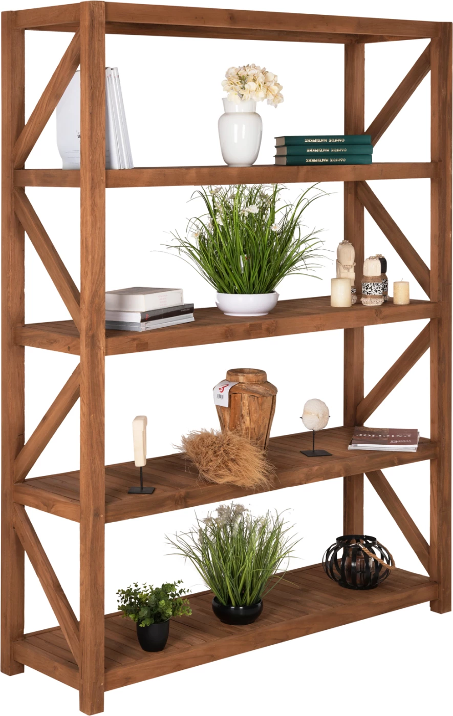 Raft librash KITAKU FH9798 dru tik i ricikluar, ngjyrë natyrale, 150x45x200H cm