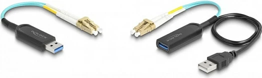 Set zgjatës USB DeLOCK Type-A 10 Gbps over LC Duplex, 0.2 m, i zi