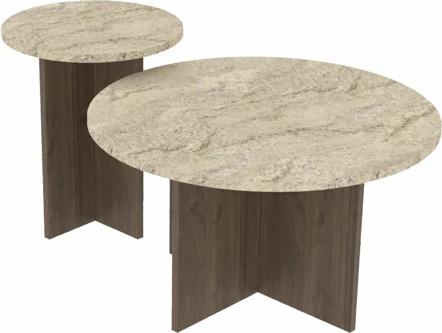 Set tavolinash kafeje Skye Decor, travertin, dru arre