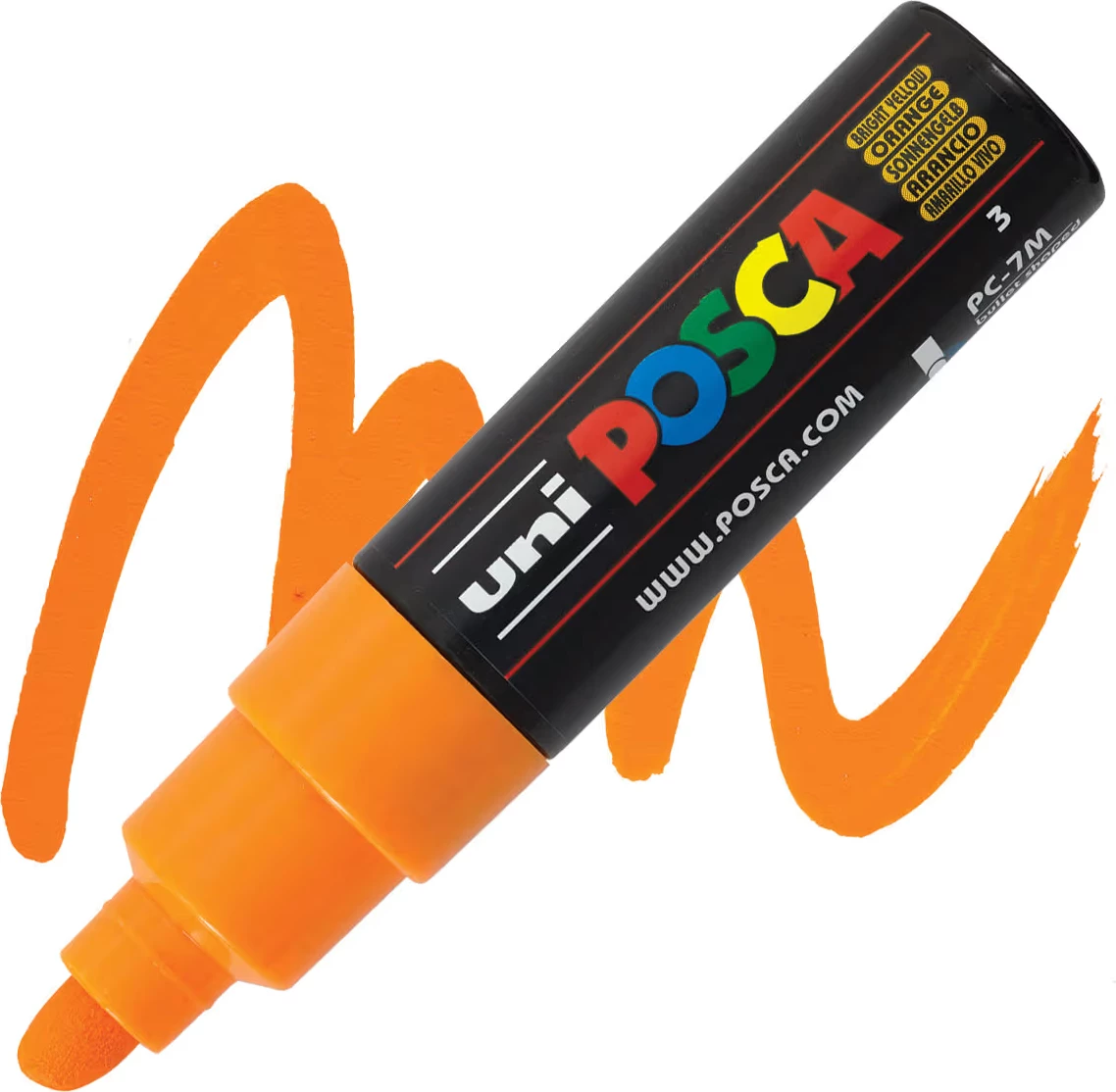 UNI POSCA Marker – Portokalli e Ndritshme (Bright Yellow Orange)