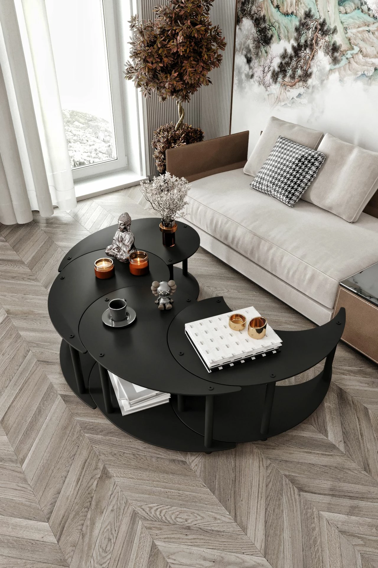 Set tavolinash kafeje Skye Decor, Yi Yang4L, 70, e zezë