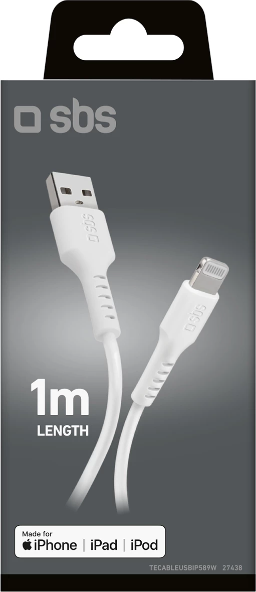 Kabllo USB-A në Lightning SBS TECABLEUSBIP589W, 1m, e bardhë