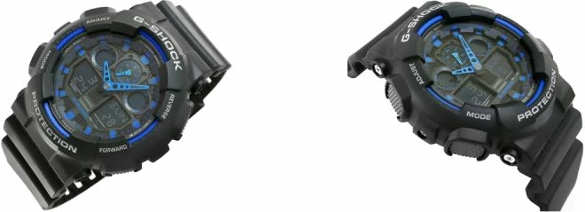 Orë dore për meshkuj Casio G-Shock, zi e kaltër