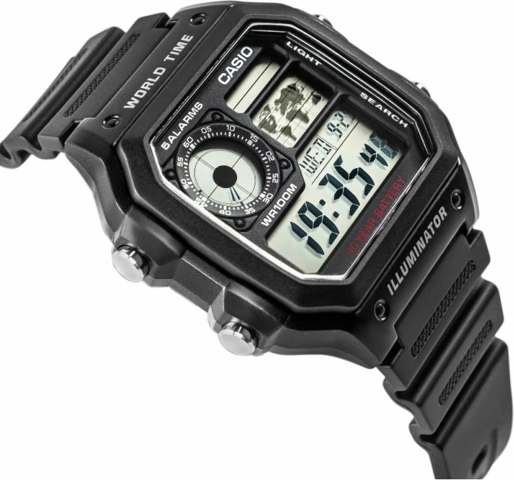 Orë dore për meshkuj Casio, e zezë