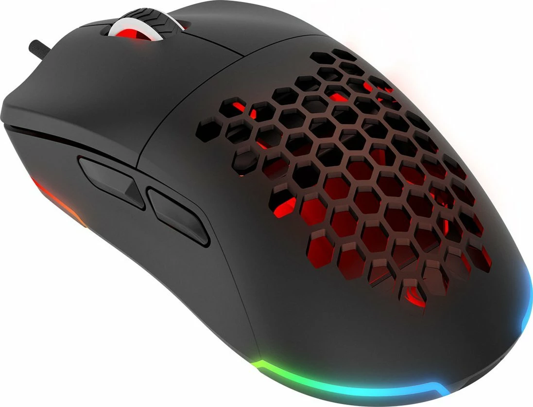 Maus gaming Rampage Blink (BLINK-BLACK) 12800 DPI RGB USB me kabllo, i zi, me kapakë ndërrues