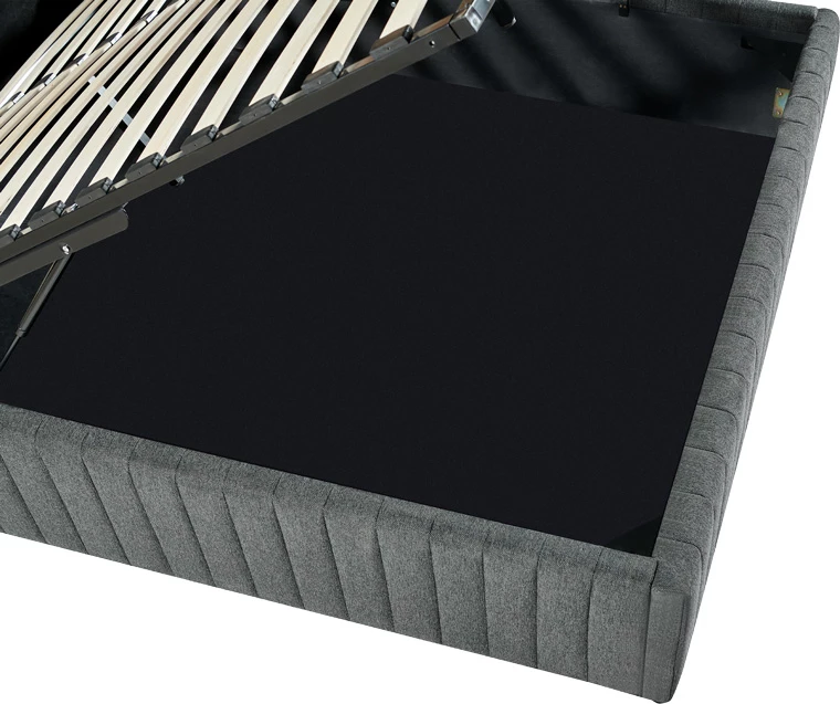 Krevat dopio Zilin, material stof, ngjyrë gri e errët, me hapësirë për depo, 160x200cm