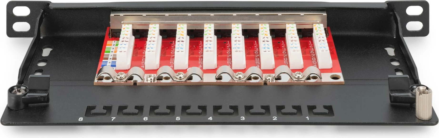 Patch panel Digitus Cat6a 8-portë, rackmount, i zi