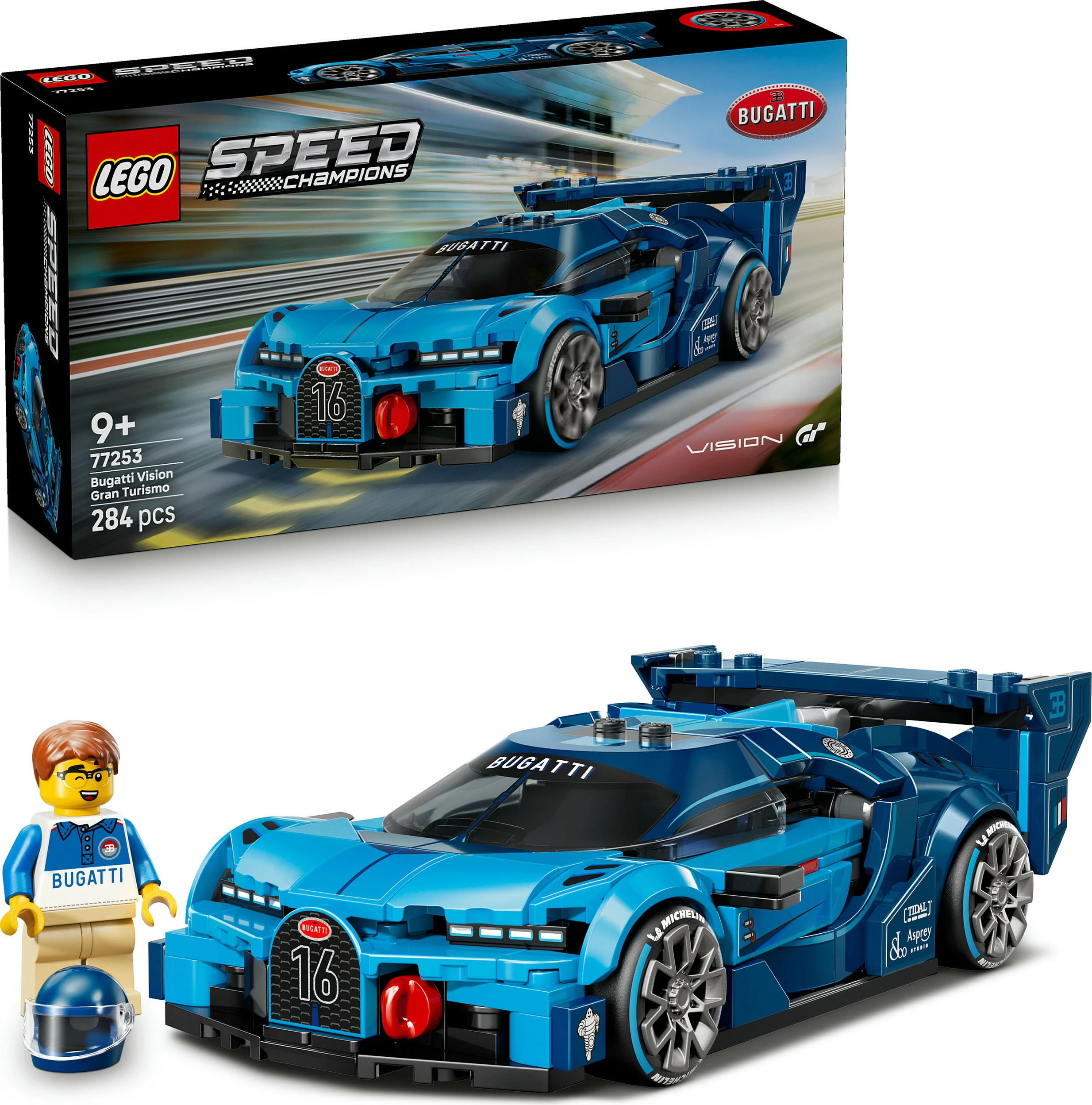 Set ndërtimi LEGO Speed Champions Bugatti Vision Gran Turismo 77253, 284 copë, 9+, kaltër