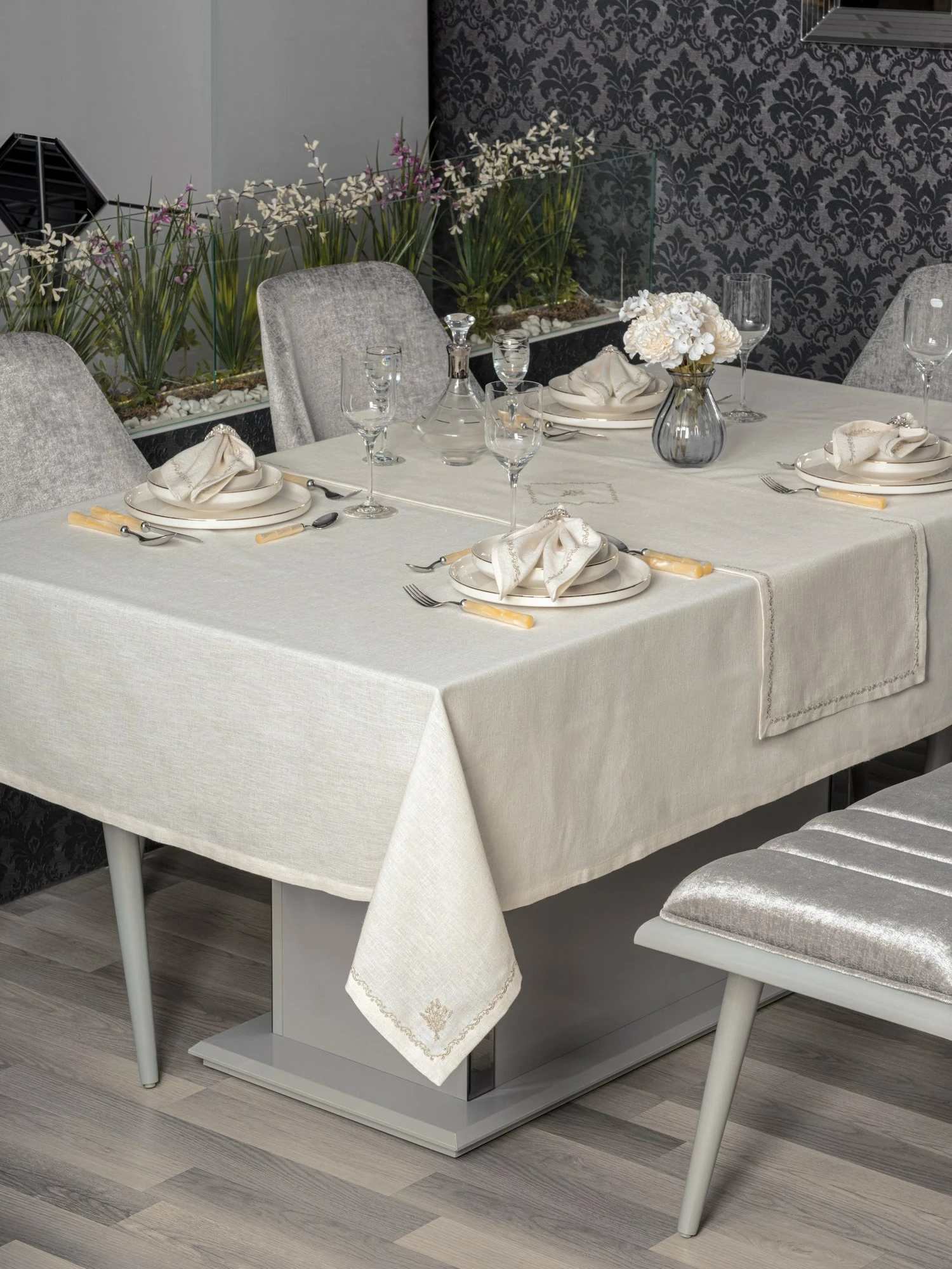 Set mbulesash tavoline (8 copë), L'essentiel, Pera, ngjyrë ecru
