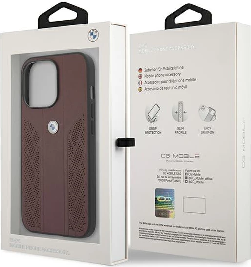 Mbështjellës BMW BMHCP13LRSPPR për iPhone 13/13 Pro 6.1", lëkurë, i kuq
