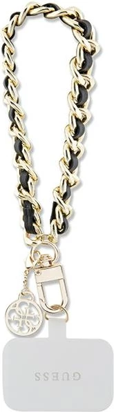 Rrip dore për celular Guess Hand Strap Saffiano Chain 4G Charm, i zi/ari