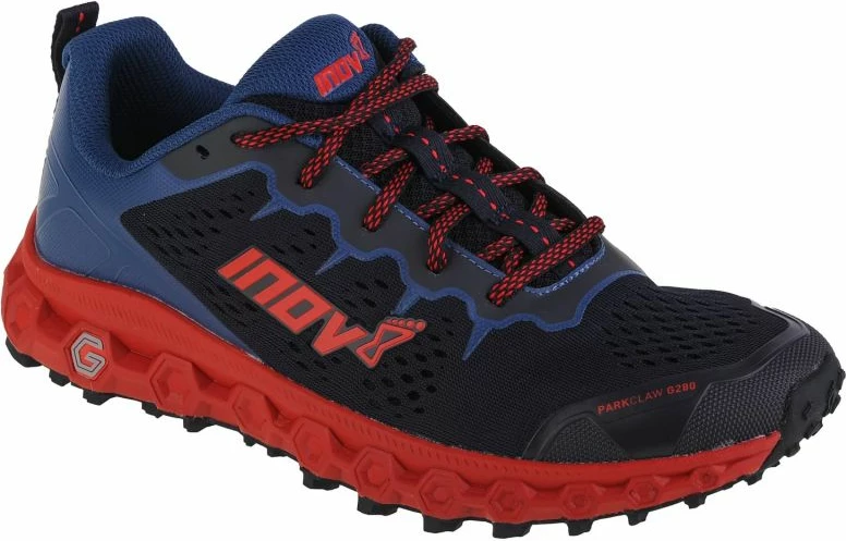 Atlete për vrapim për meshkuj Inov-8, të kuqe dhe blu marine