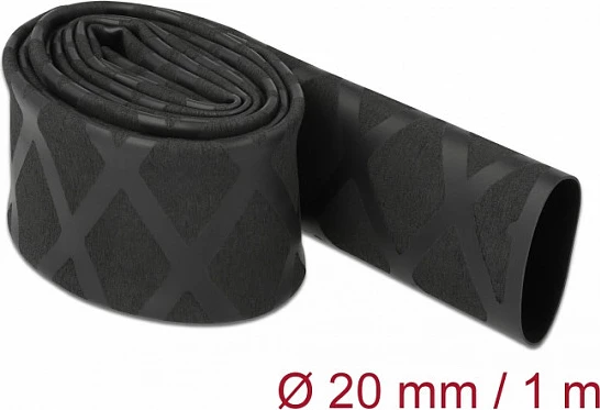 Tub termo tkurrës DeLOCK, Ø20 mm, 1 m, raport 2:1, i zi