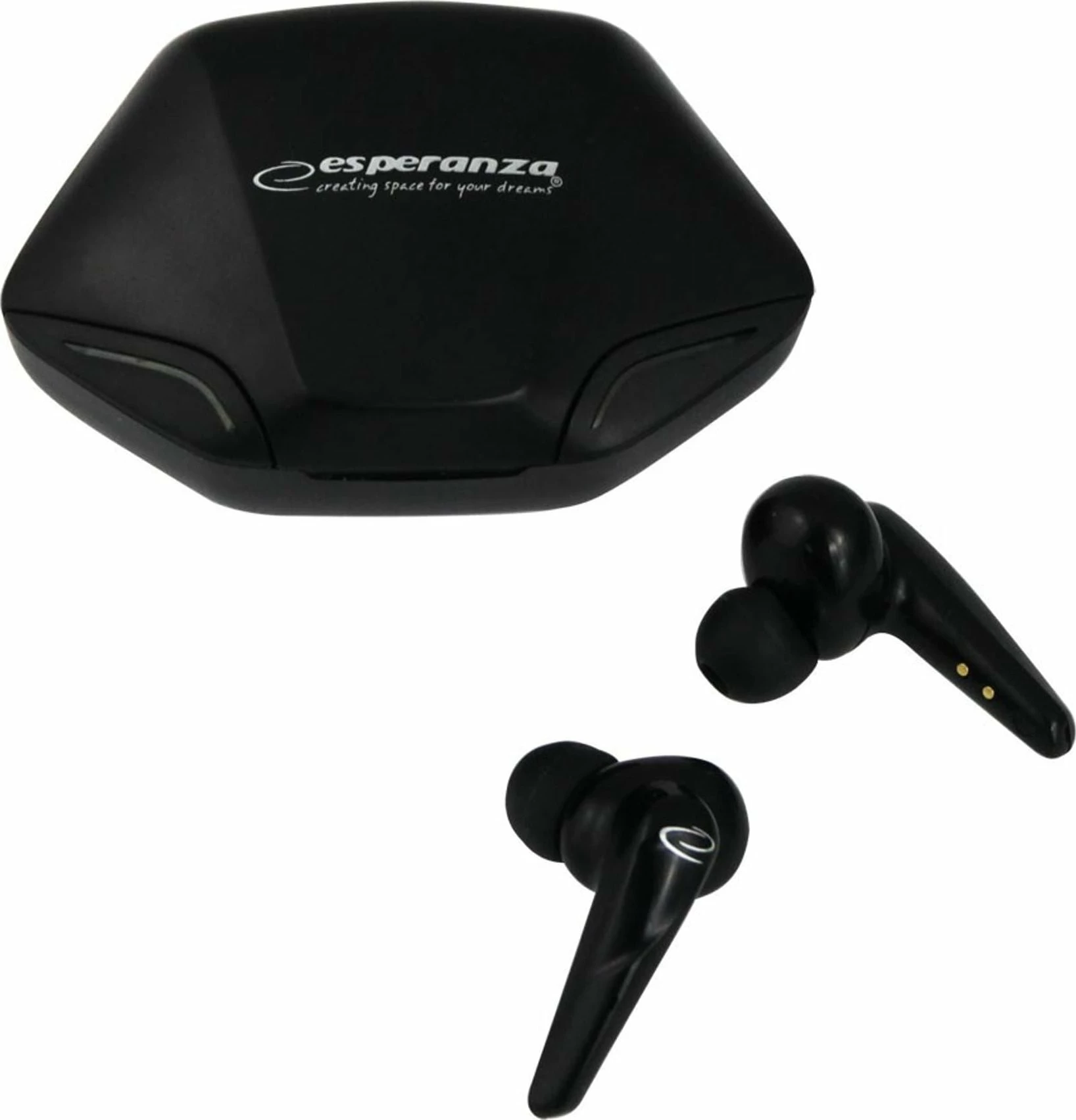 Kufje Esperanza EH231K TWS Bluetooth 5.0 me mikrofon, in-ear, me kasë karikimi 300mAh, të zeza, me kabllo USB-C 25cm