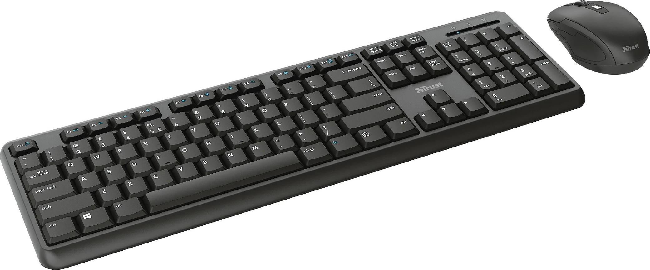Set tastierë dhe Maus Trust TKM-350, wireless 2.4GHz, QWERTZ gjerman, me numpad, i zi