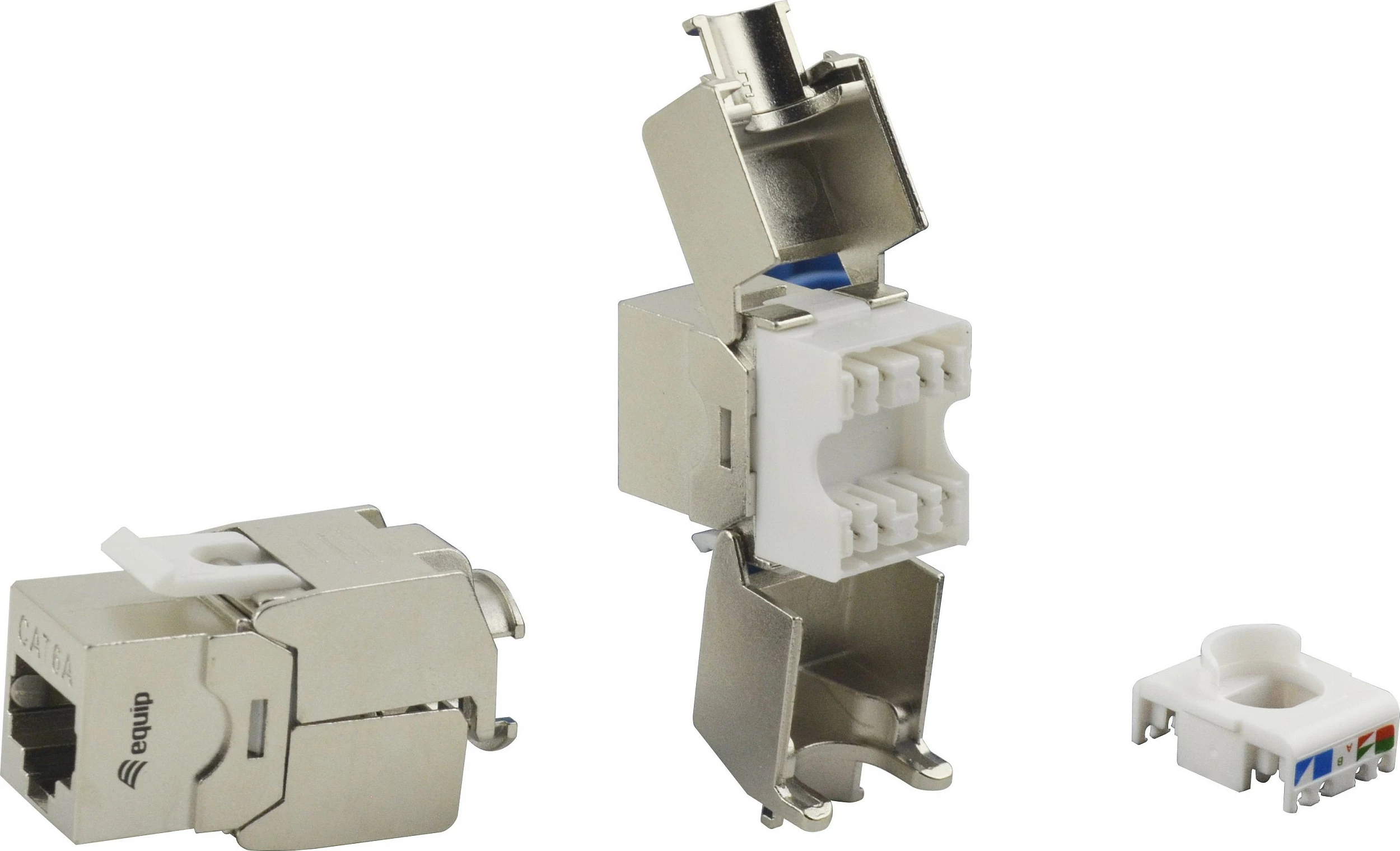 Keystone Jack rrjeti EQUIP Cat.6A Shielded, toolfree flat, RJ-45 female, AWG 23/26, 8 copë, Silver