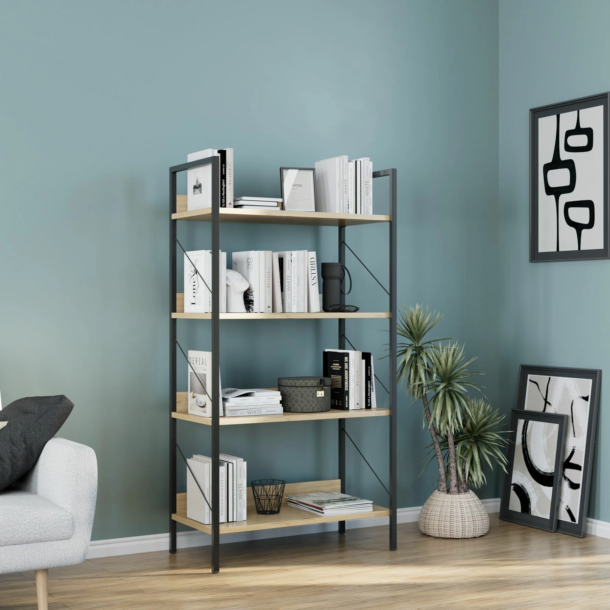 Raft librash Hanah Home, Ktp-840-Ff-1, ngjyrë lisi