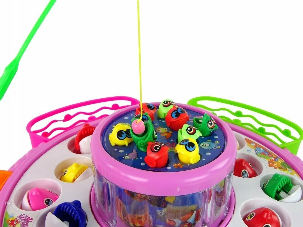 Lojë aftësie peshkim magnetik LEAN Toys 15772, me drita e tinguj, për 5 lojtarë, rozë