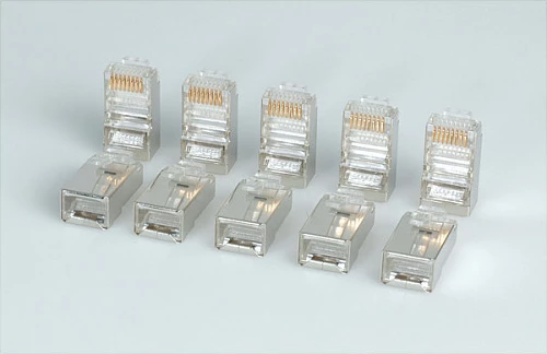 Konektor RJ-45 ROLINE Cat.5e 8P8C, shielded, 10 copë, argjendtë