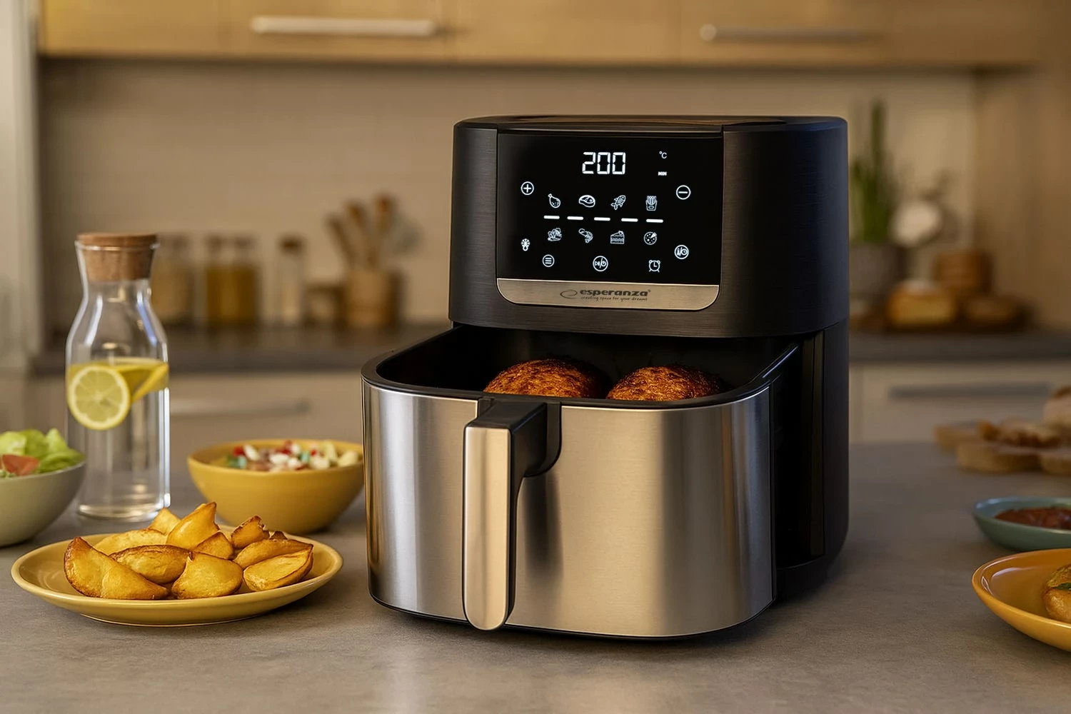 Fritezë me ajër Esperanza EKA004, 8L, 1700W, Inox, e zezë