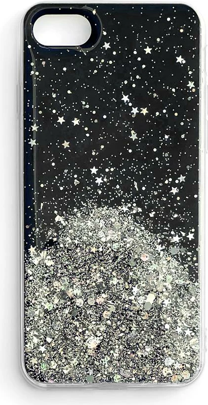 Mbështjellës Wozinsky Star Glitter për Samsung Galaxy A72, i zi/argjendtë