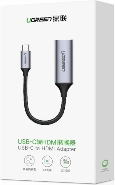 Adapter USB-C në HDMI, UGREEN 70444, HDMI 2.0, 4K@60Hz, HDCP 2.2, 3D, argjend, në kuti