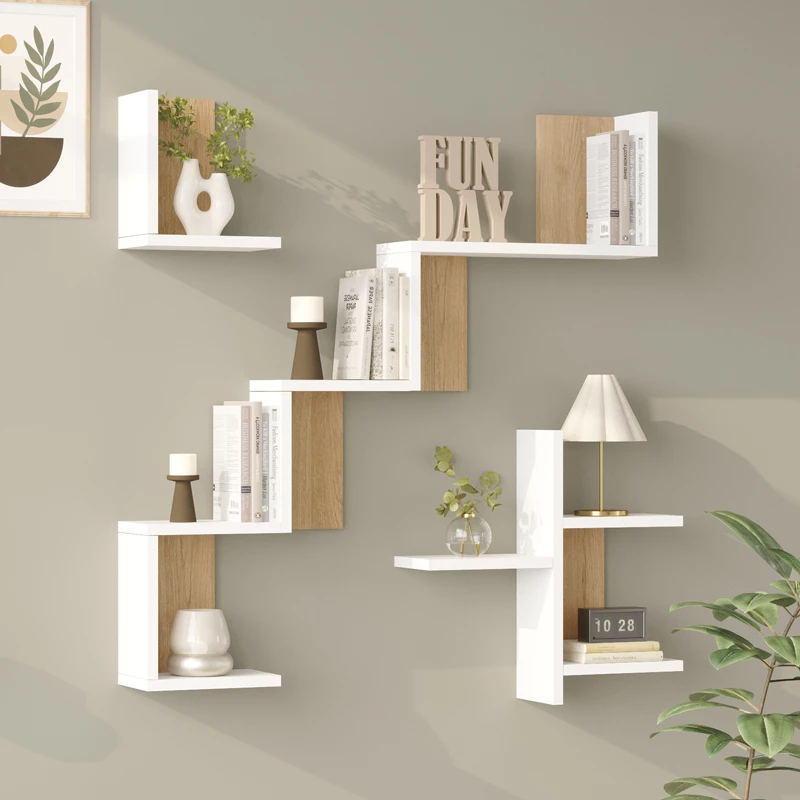 Raft muri Verso, ngjyrë e bardhë me lis, 99.4x14.5x103cm