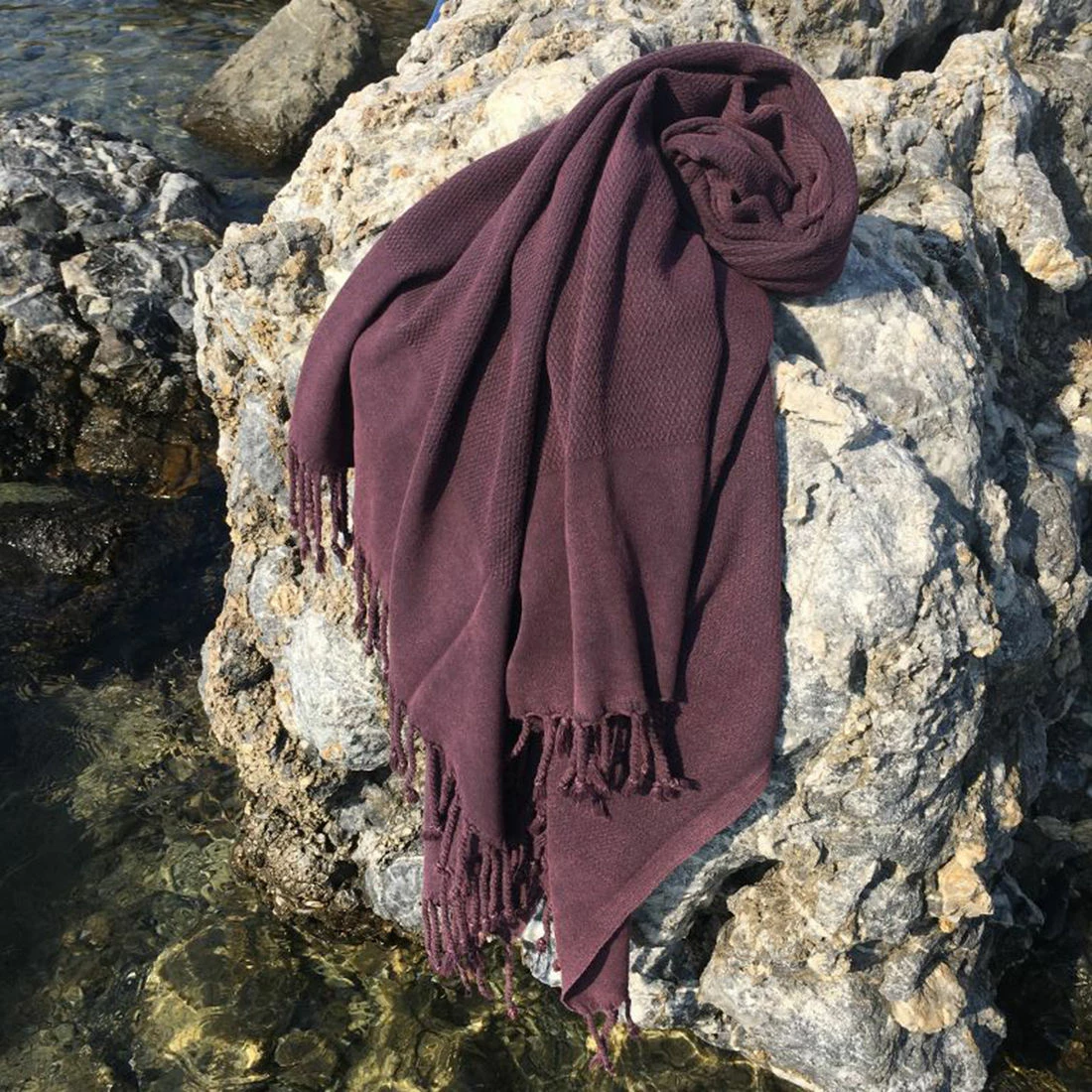Peshqir plazhi Fouta Mijölnir, pambuk, ngjyrë damson, 90x175cm