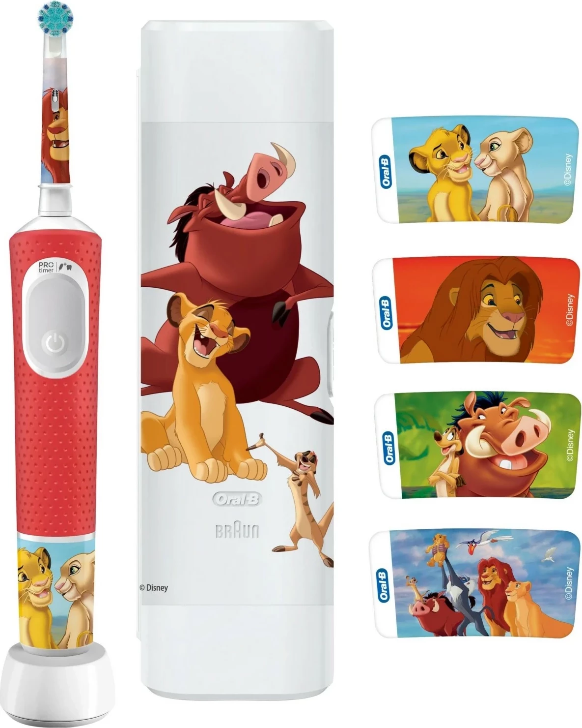 Furçë dhëmbësh elektrike Oral-B Vitality Pro D103 Kids Lion King, e kuqe, me etui