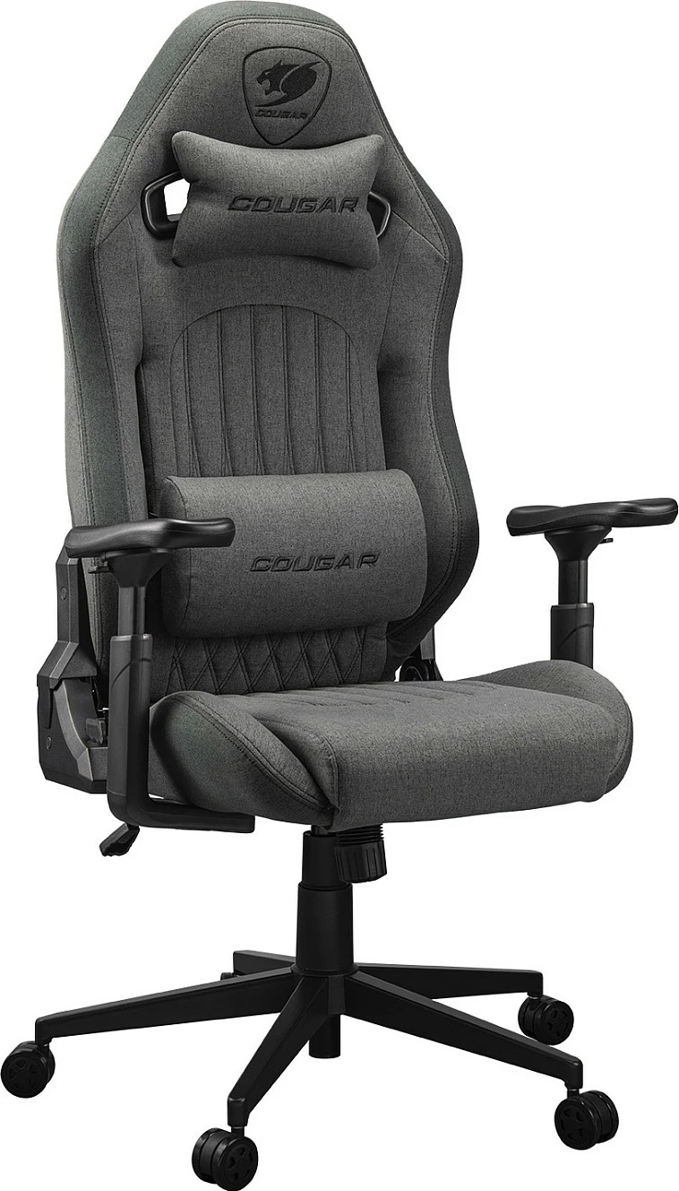 Karrige gaming Cougar Explore Royal Gray F, pëlhurë, 120 kg, rregullim 90-155°, gri/zezë