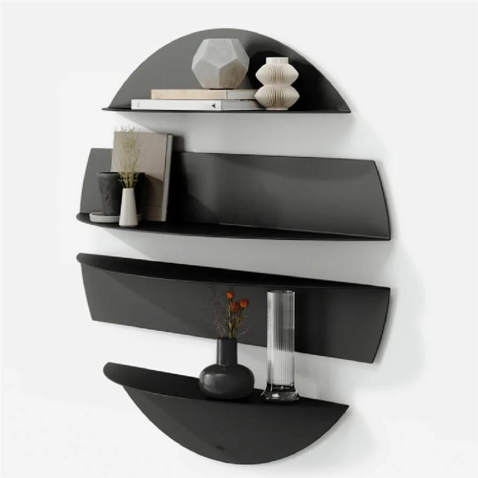Raft dekorativ metalik për mur, ngjyrë e zezë, Skye Decor, Vlnt118Syh