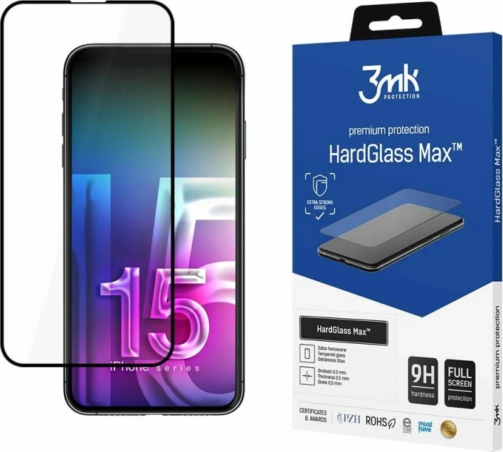 Mbrojtës ekrani 3mk HardGlass Max për iPhone 15 Plus
