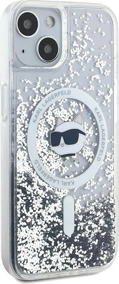 Mbështjellës Karl Lagerfeld Liquid Glitter Choupette Head MagSafe për iPhone 13, Transparent