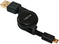 Kabllo USB LogiLink, USB-A në Micro-USB, e tërheqshme, 0.75 m, e zezë