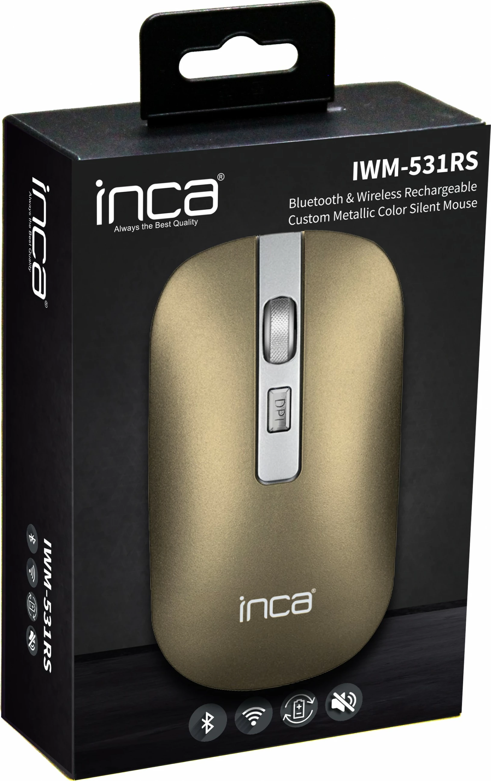 Maus Inca IWM-531RS, 1600 DPI, wireless & Bluetooth, ngjyrë metalike