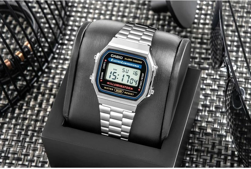 Orë dore për meshkuj CASIO Vintage A168WA-1YES, argjendtë