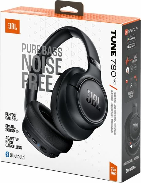 Kufje JBL Tune 780NC Bluetooth, ANC adaptiv, over-ear, 76h, Hi-Res, të zeza