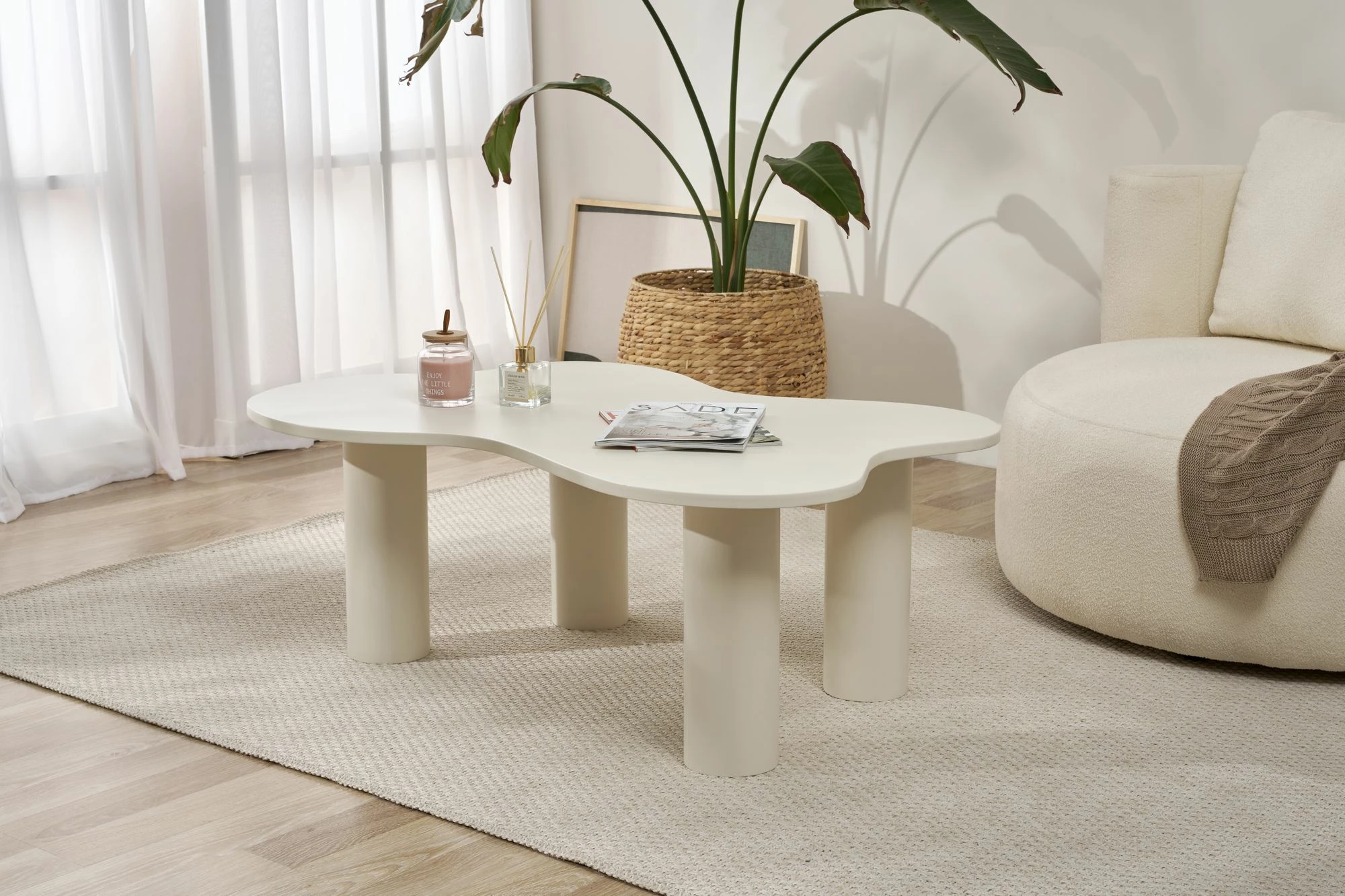 Set tavoline për kafe Skye Decor, Bloom, krem