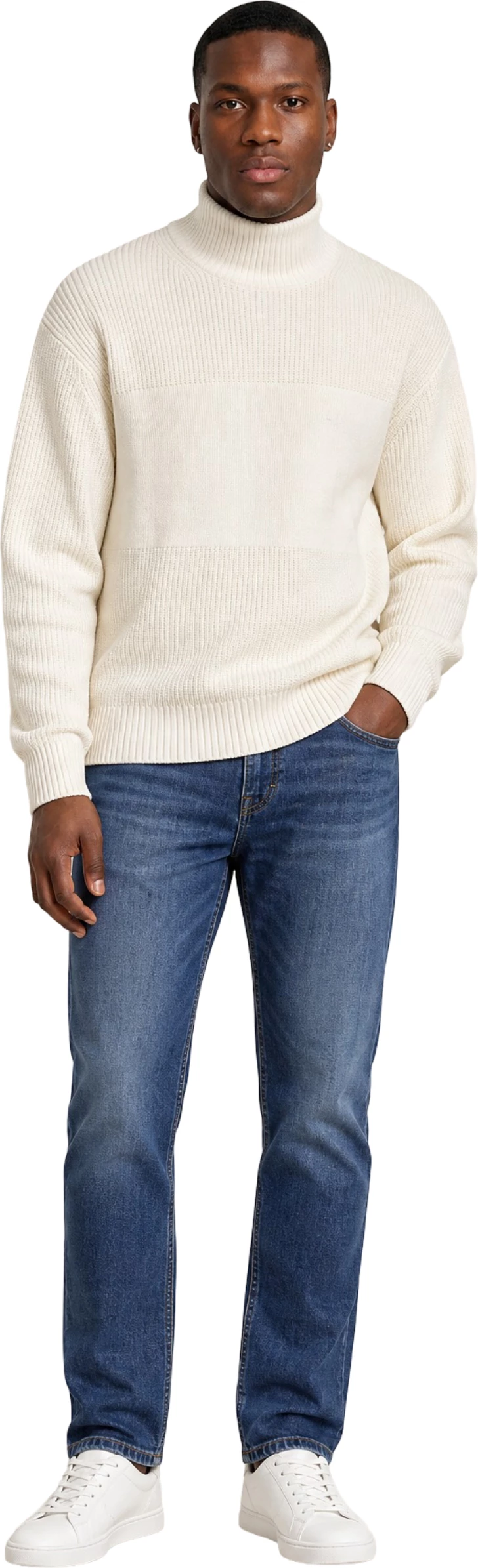 Xhemper për meshkuj Calvin Klein Jeans Mixed Stitch High J30J326204, krem [Madhësia: L]