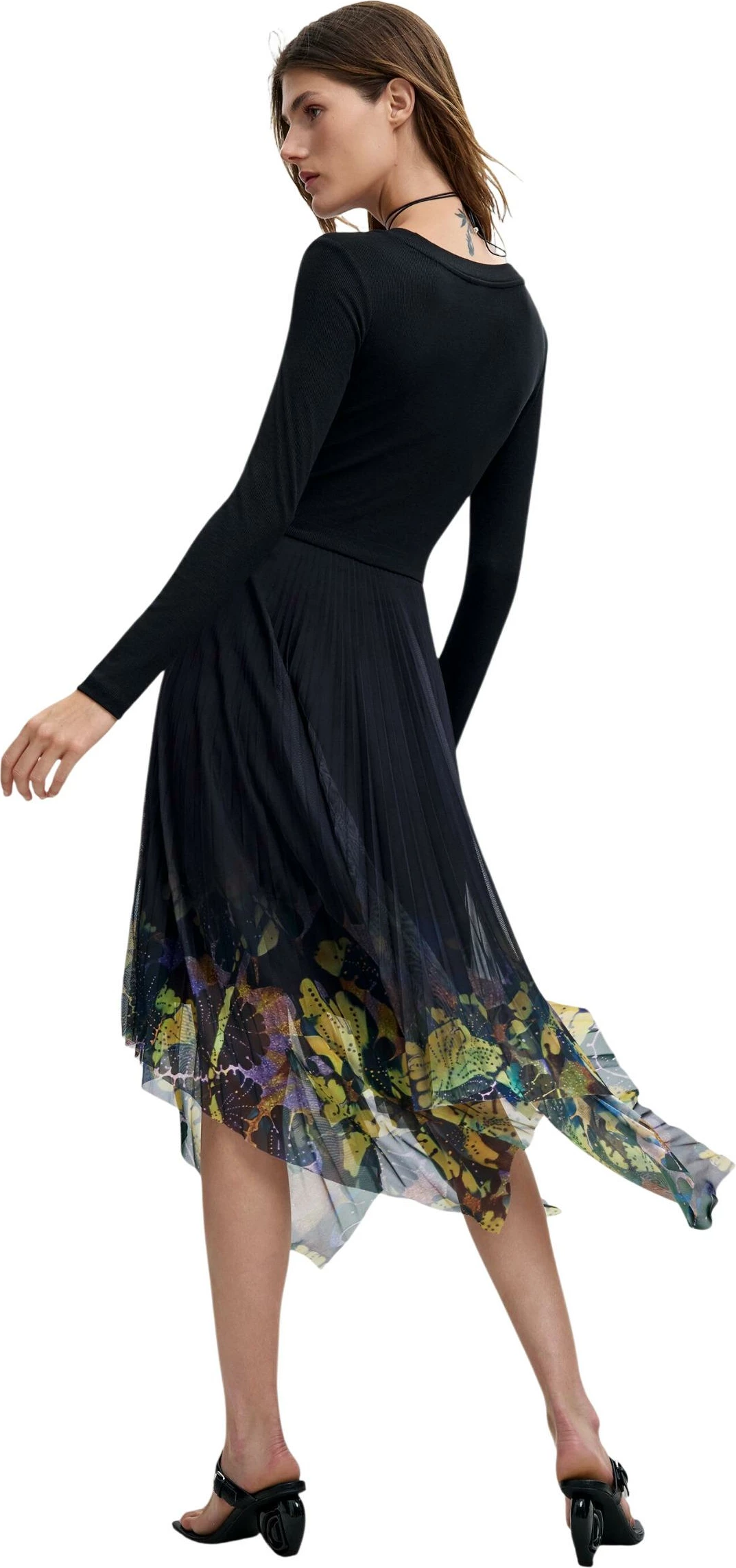 Fustan i gjatë për femra Desigual VEST_ALBA_LACROIX 26WWVK10, i zi [Madhësia: M]
