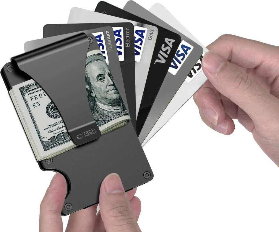 Kuletë kartelash RFID Tech-Protect Thorn, deri 8 kartela, klip metalik për banknota, e zezë, 1 copë