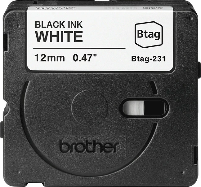 Kasetë shirit etiketash Brother P-touch BTAG-231, 12mm, 4m, zi në të bardhë