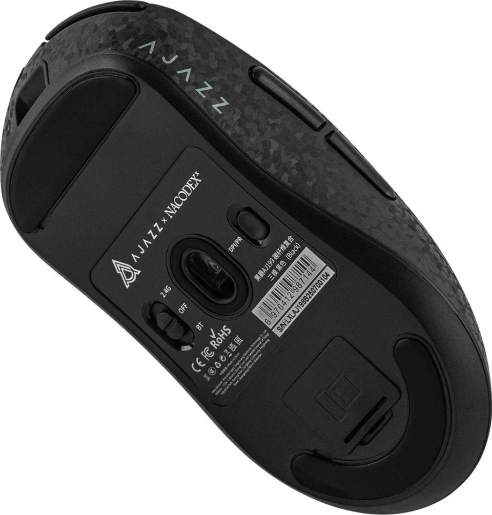 Maus pa kabllo Ajazz AJ199, 12000 DPI, 2.4GHz/Bluetooth, 60g, i zi karbon