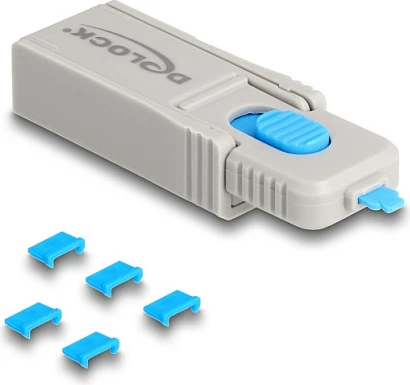 Bllokues porte Micro-USB DeLOCK, set 5 copë me mjet heqës, blu/gri