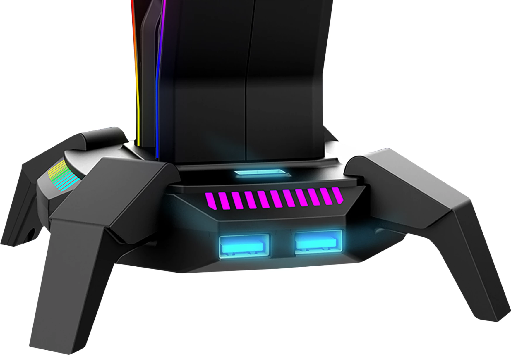 Mbajtëse kufjesh Marvo HZ-10 RGB, 3x USB 2.0, audio jack, e zezë